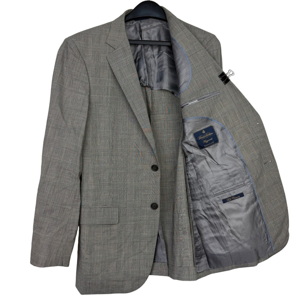 Brooks Brothers BrooksCool Men 38R WOOL Blazer Sport Coat Jacket Grey GLEN PLAID
